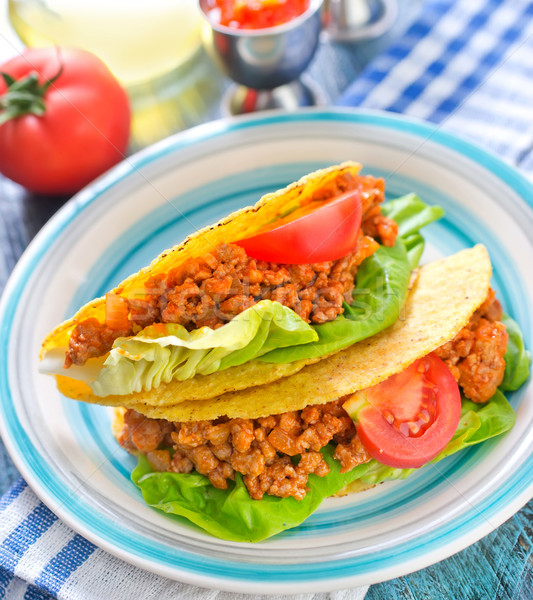 晚餐 盤 肉類 玉米 西紅柿 墨西哥人 商業照片 © tycoon