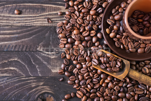 Stockfoto: Koffiebonen · houten · tafel · mes · vloer · ontbijt · vintage