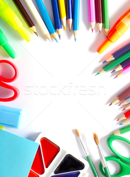 Fournitures scolaires bureau école stylo verre signe [[stock_photo]] © tycoon