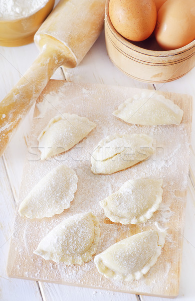 close-up of raw vareniks, traditional ukrainian food Stock photo © tycoon