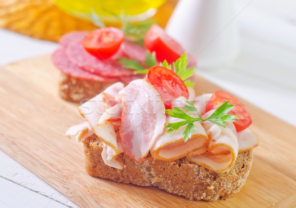 Pane pancetta alimentare colazione grasso pomodoro Foto d'archivio © tycoon