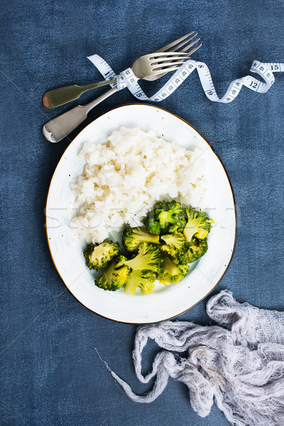 Fehér rizs brokkoli főtt tányér diéta Stock fotó © tycoon