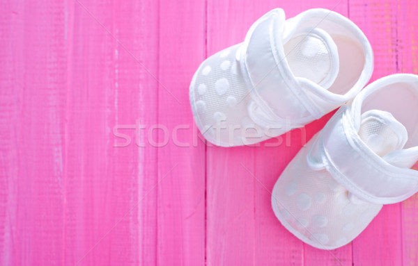 Bebê menina crianças roupa sapato fita Foto stock © tycoon