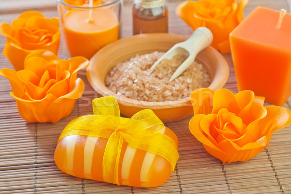 Objetos spa fuego casa naranja vela Foto stock © tycoon