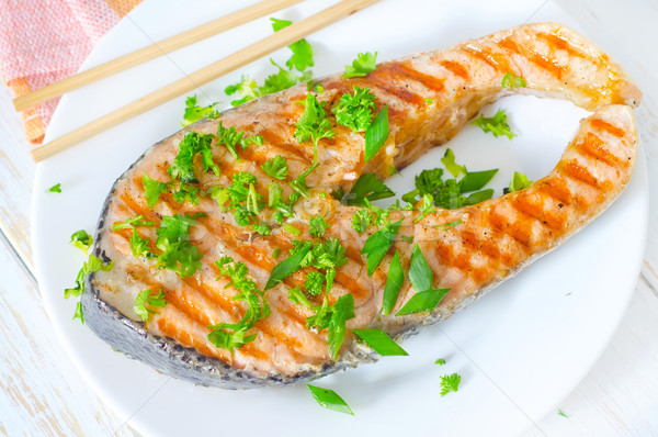 Balık gıda sağlık akşam yemeği limon Stok fotoğraf © tycoon