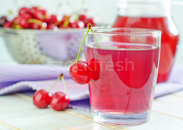 Stockfoto: Kers · sap · glas · groep · Rood · plaat