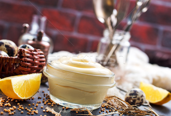 Mayonnaise verre bol table cuisine noir [[stock_photo]] © tycoon