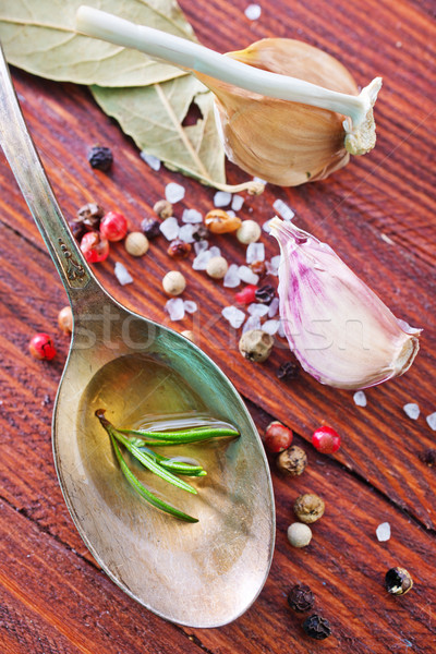 Aroma fűszer olívaolaj asztal textúra természet Stock fotó © tycoon