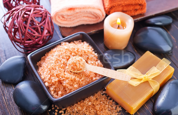 sea salt, soap and towels Stock photo © tycoon