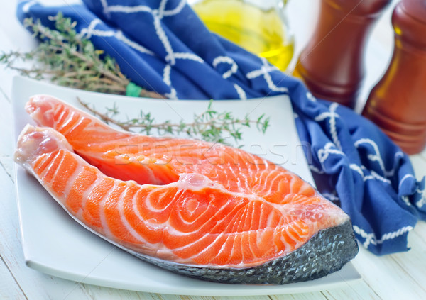 Foto stock: Salmão · bife · peixe · jantar · vermelho