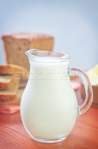 Milch Holz Glas Küche Kuchen Brot Stock foto © tycoon