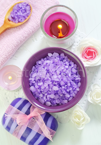 sea salt, soap and candle Stock photo © tycoon