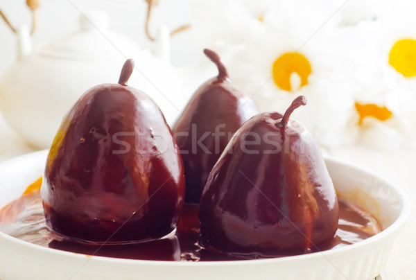 груши шоколадом сладкие блюда продовольствие таблице завтрак Сток-фото © tycoon