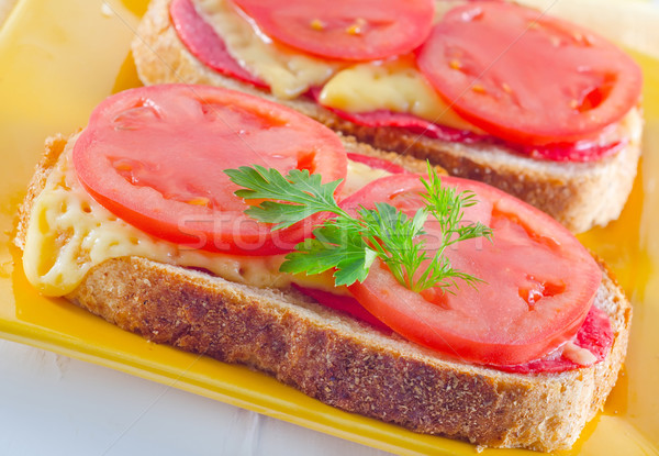 bread with cheese and tomato Stock photo © tycoon