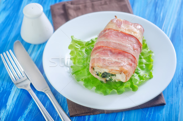 Huhn rollen Speck Restaurant Öl Fleisch Stock foto © tycoon