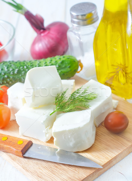 Foto stock: Ingredientes · griego · ensalada · luz · cena · cuchillo