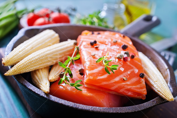 鮭 魚 トウモロコシ パターン 料理 調理 ストックフォト © tycoon