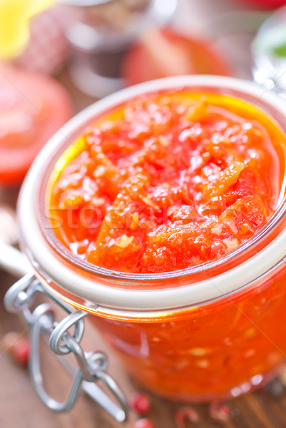 Salsa di pomodoro rosso colore cucchiaio mexican fresche Foto d'archivio © tycoon
