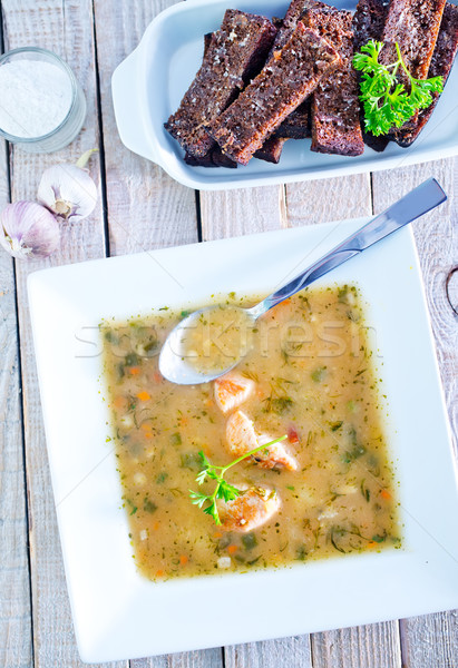 Sopa branco tigela tabela comida luz Foto stock © tycoon