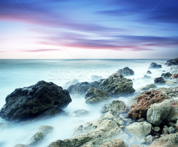 Zee kust strand zonsondergang zomer oranje Stockfoto © tycoon