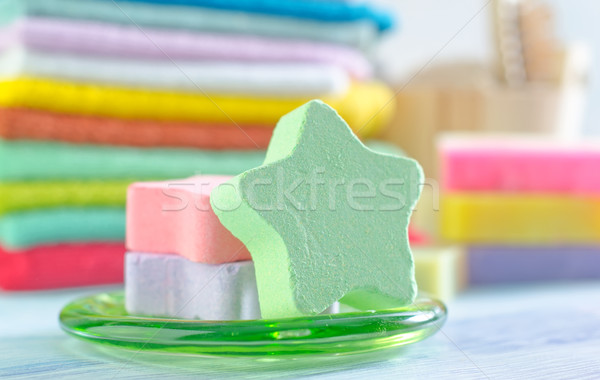 Assortment of soap and towels Stock photo © tycoon
