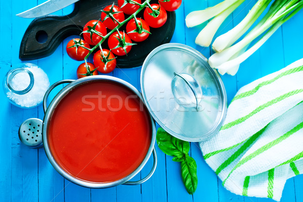 томатный суп металл чаши таблице фон обеда Сток-фото © tycoon