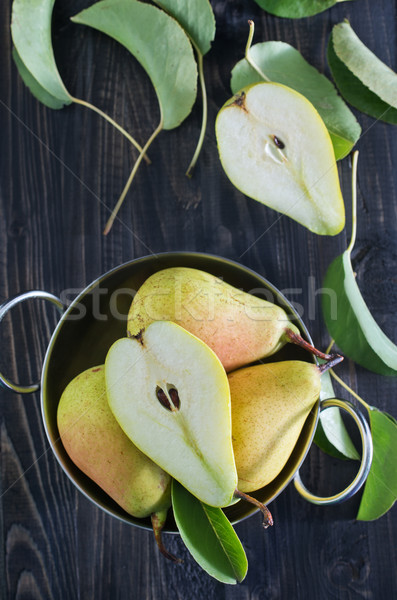 新鮮 梨子 碗 表 背景 夏天 商業照片 © tycoon