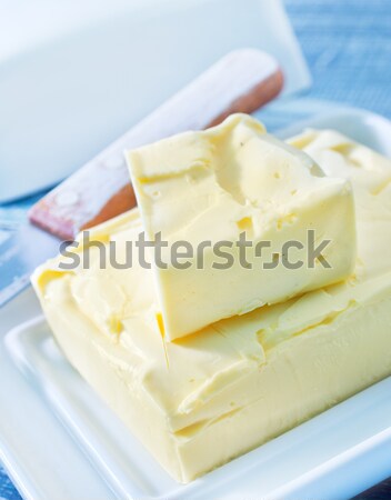 Stockfoto: Boter · plaat · tabel · achtergrond · keuken · melk