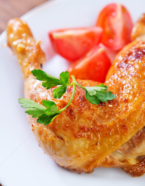 Brathähnchen Bein Huhn Abendessen weiß Mittagessen Stock foto © tycoon