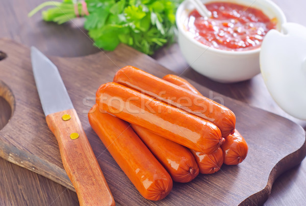 Foto stock: Salsichas · comida · fundo · cozinha · prato · gordura