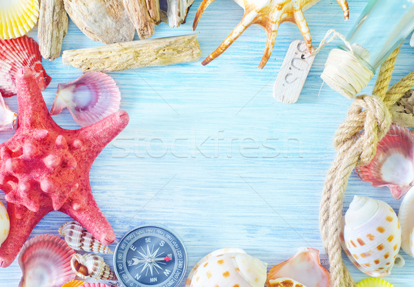 Stock fotó: Tenger · kagylók · iránytű · tengerpart · textúra · természet