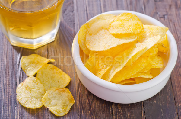 chips from potato with beer Stock photo © tycoon