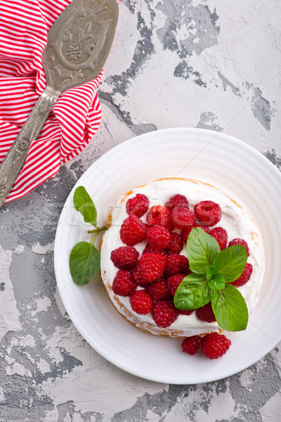 торт малиной кремом таблице продовольствие снега Сток-фото © tycoon