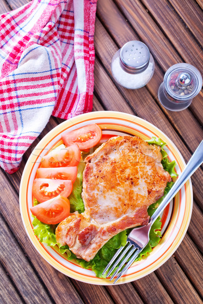 жареный мяса продовольствие ресторан томатный белый Сток-фото © tycoon