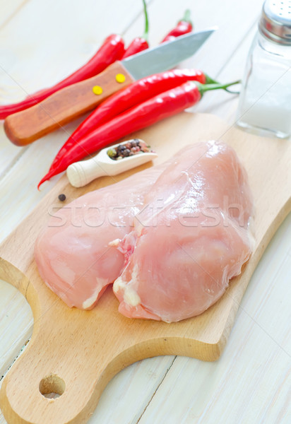 Kurczaka filet żywności drewna tle piersi Zdjęcia stock © tycoon