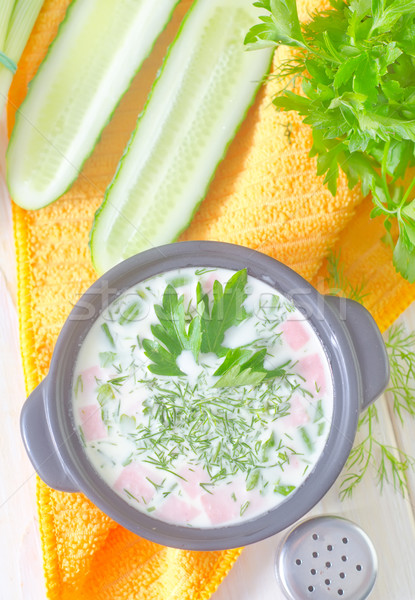 Zimno zupa zielone kolor gotowania łyżka Zdjęcia stock © tycoon