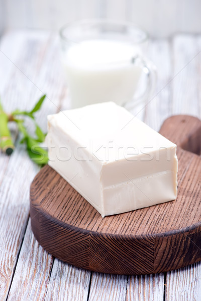 Tofu ser stół kuchenny niebieski tablicy czarny Zdjęcia stock © tycoon
