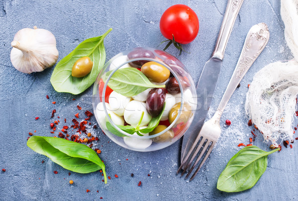 Caprese caprese salade glas kom tabel voedsel Stockfoto © tycoon