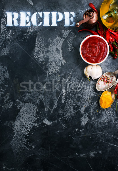 番茄醬 白 碗 表 食品 大蒜 商業照片 © tycoon