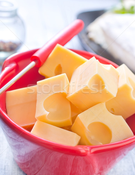 Käse Holz Tabelle rot Fett weiß Stock foto © tycoon