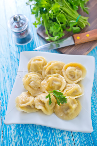 Stockfoto: Voedsel · achtergrond · pasta · plaat · vlees · ontbijt