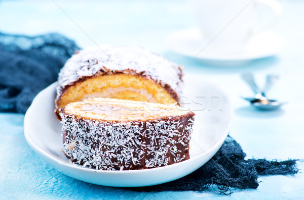 Kuchen Sahne Schokolade Platte Essen trinken Stock foto © tycoon