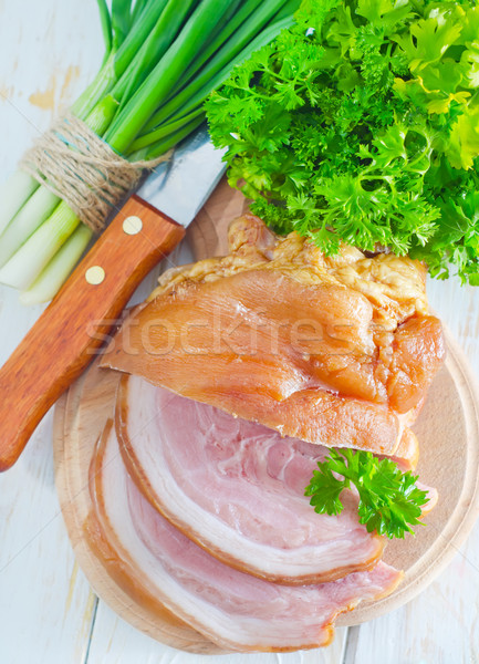 Wędzony żywności mięsa tłuszczu pokładzie marmuru Zdjęcia stock © tycoon