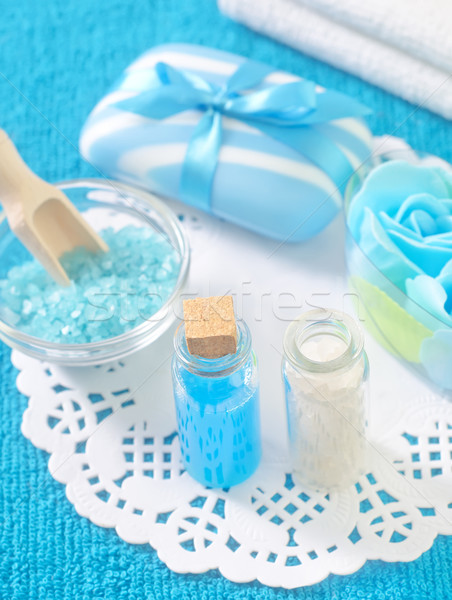 Tengeri só olaj virágok egészség kék pihen Stock fotó © tycoon