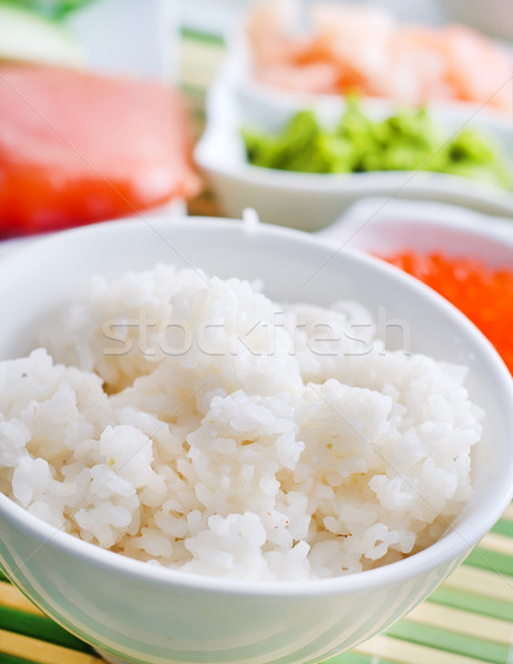 ingredients for sushi, sakmon and cucumber Stock photo © tycoon