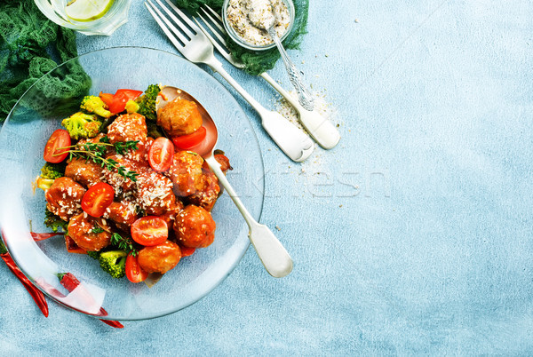 Vlees groenten tomatensaus voedsel achtergrond Stockfoto © tycoon