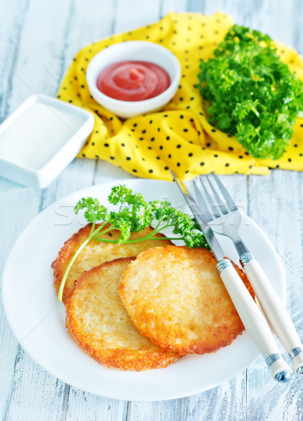 Stock fotó: Krumpli · palacsinták · tányér · asztal · étel · konyha