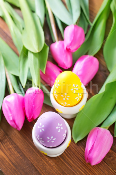 Ouă de Paşti Paşti fericit ou fundal plantă Imagine de stoc © tycoon
