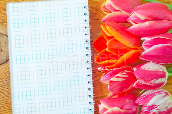 Tulipes note fleur papier pluie groupe [[stock_photo]] © tycoon