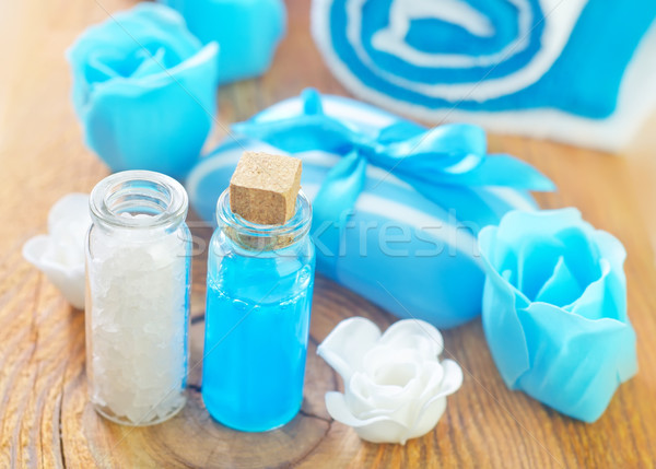 Stock photo: sea salt,soap and oil